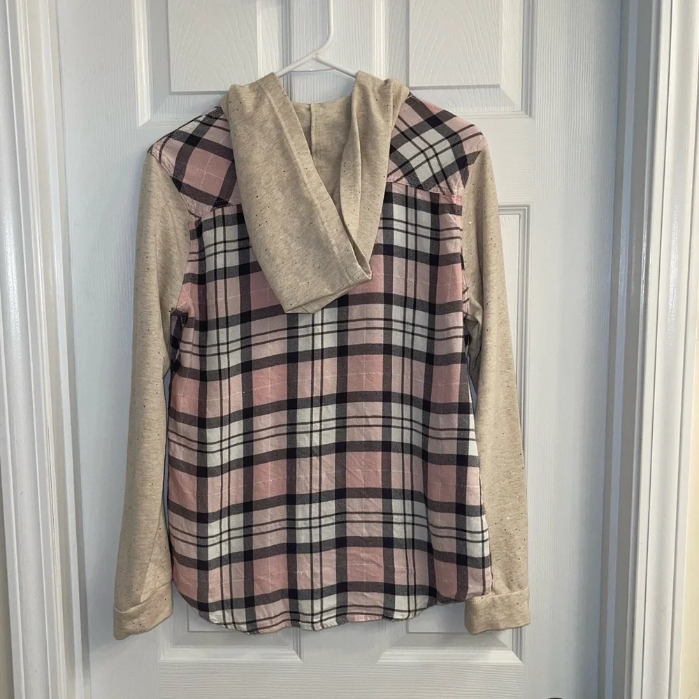 Justice plaid shirt with hood